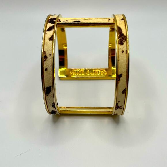Vintage Vince Camuto gold tone cow hide cuff - Picture 1 of 6